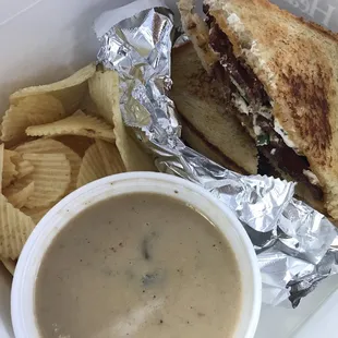 Monday's Mushroom Soup &amp; Jalapeño Bomber Sandwich special! TOGO