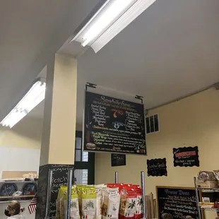 menus on the wall