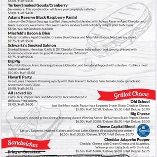 An updated menu (whatever is crossed off is what they are no longer selling).