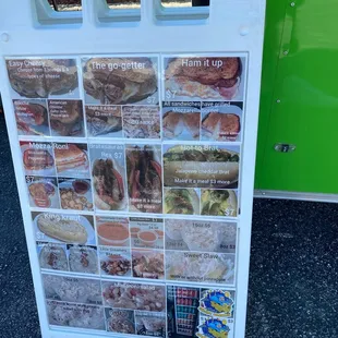 a menu on a white board