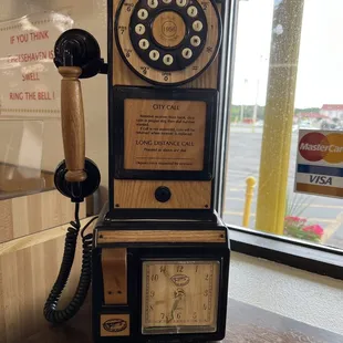 an old phone on a table