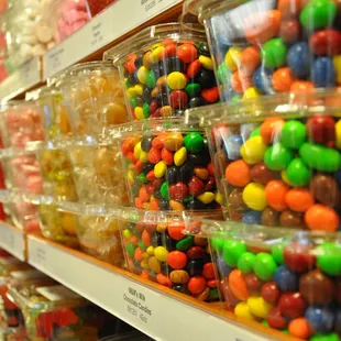 a variety of candy in a store