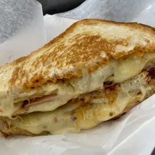 Tropic Thunder grilled ham and fresh grilled pineapple, pepper jack cheese and chipotle mayo.