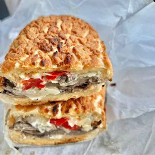 o sandwiches stacked on top of each other