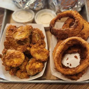 Pickle chips &amp; Onion rings