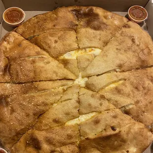 Stuffed pepperoni pizza.