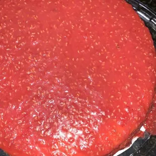 Raspberry glazed cheesecake