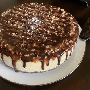 Cheesecake with the &quot;turtle wins&quot; topping