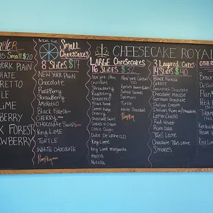 a menu on a blackboard