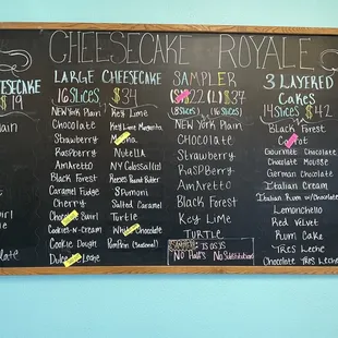 Lovely service with packed menu of individual and whole cheesecakes