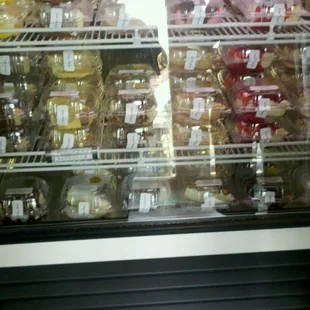 a display of cheesecakes