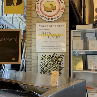 a display of cheeses