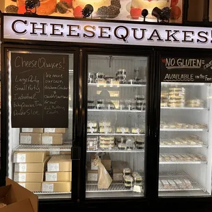 a display of cheesecakes