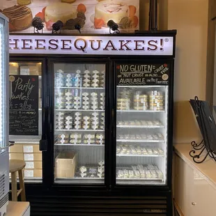 a display of cheesecakes