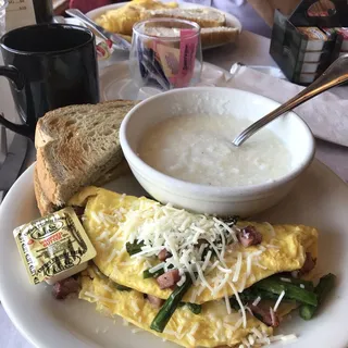 Ham Asparagus & Asiago Omelet