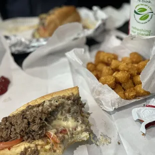 Our cheesesteak and tots!