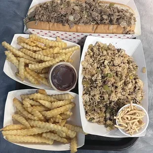 Philly cheesesteak  Chicken rice bowl Seasoned fries