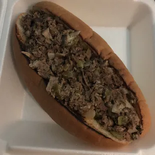 10" sandwich to-go with onion, bell pepper, mushroom, jalapeno.  Really good, liked the toasted bun and the generous portion