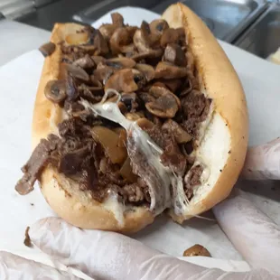 Mushroom Steak with Provolone Cheese