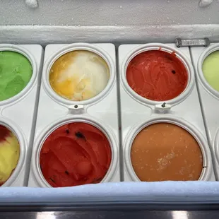 Assorted water ice flavors