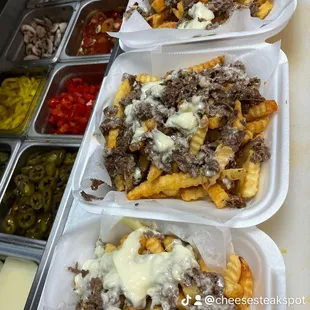 Beef cheesesteak fries