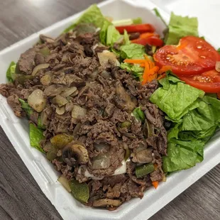 Low carb salad, with extra meat and no olives.