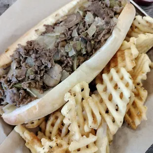 Supreme Cheesesteak + Waffle Fries