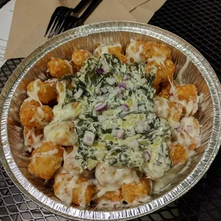 Spinach artichoke loaded tots