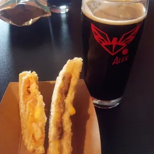 Summer perfection  cold porter and lobster and tri tip sandwiches