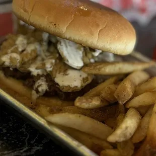 Fried pickle burger! Mmmm