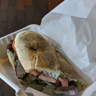Gyro sandwich - excellent. Look at that freshly-cooked, delicious BREAD.