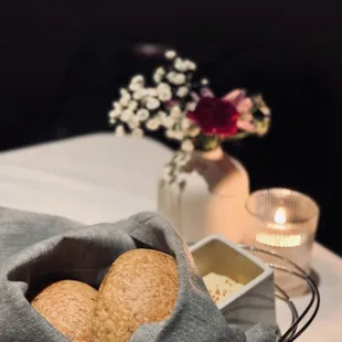 Complimentary warm bread and butter