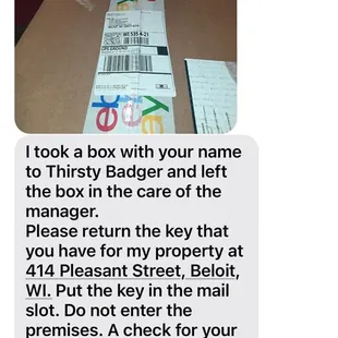 a text message from a customer