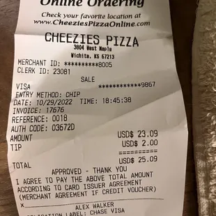 The receipt with the wrong total