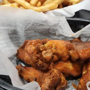 Wings and fries, both delicious!