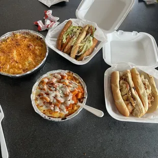 Buffalo Mac, Shrimp Mac, Chicken Teriyaki, Philly...