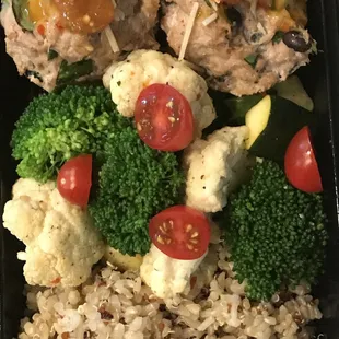 a meal in a black container