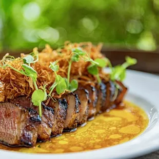 NY Strip, Crispy Onions