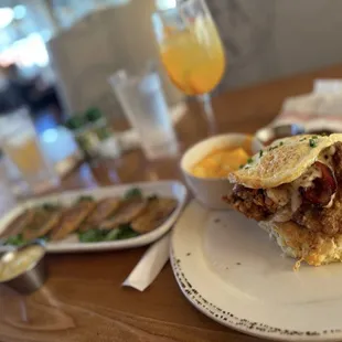 Hallelujah biscuit, fried green tomatoes, and potatoes au gratin...