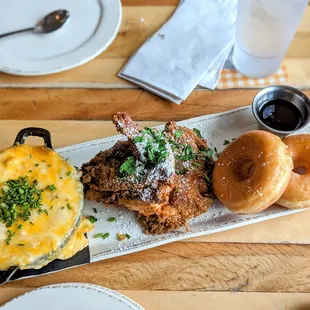 Fried chicken, donut and Mac and cheese YUMMMM
