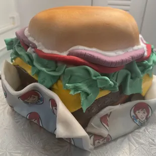Custom hamburger fondant cake