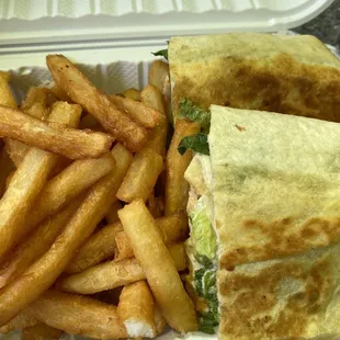 Avocado wrap with fries