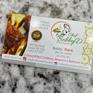 Restaurant business card