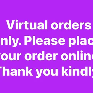 We are a ghost kitchen. We are set up for food preparation, meals only please place your order online. Thank you kindly.