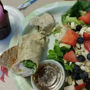 Pesto Chicken Wrap with Summer Salad with an unbeleivable cup cake!