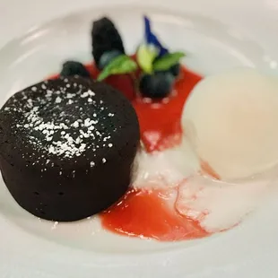Waialua Chocolate Lava Cake with Fresh Berries