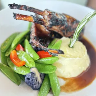 Mongolian Style Lamb Chops with Brandy Demi Mashed Potato and Vegetables