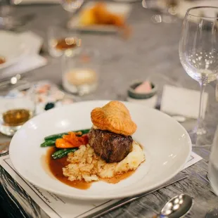 Redefined Weddings: Grilled Filet Mignon with Mashed Potato, Mushroom Puff and Merlot Demi
