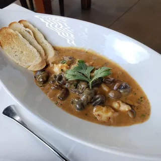 Sauteed Escargot and Prawns