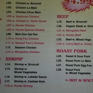 a menu for a special meal